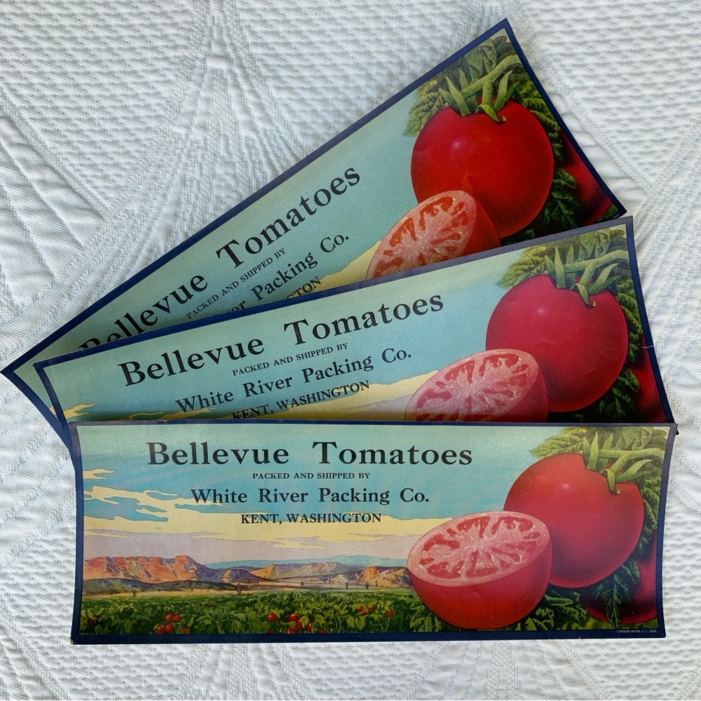 🤩4/$20 Vintage 1940s 50s Paper Label Ephemera Tomatoes Vegetable Fruit Crate Box